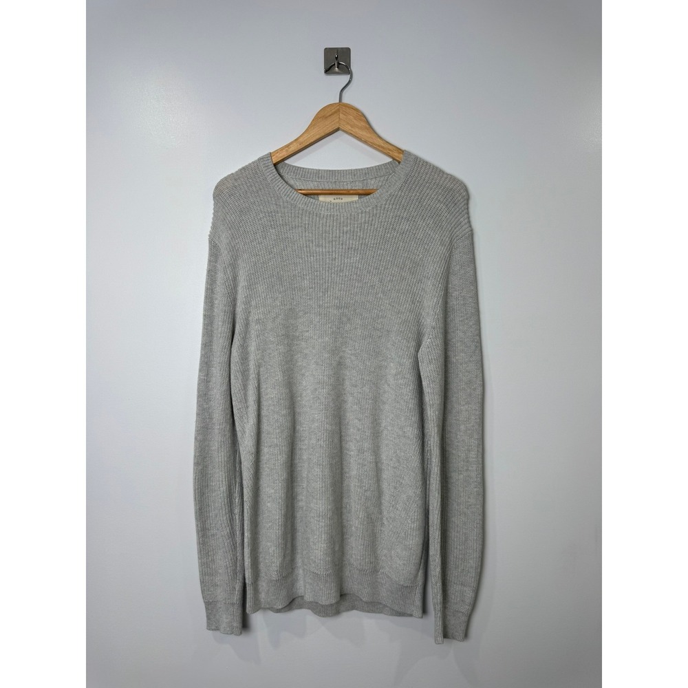 Folk Men Grey Knit Crew Neck Long Sleeve Sweater Size 3 Medium